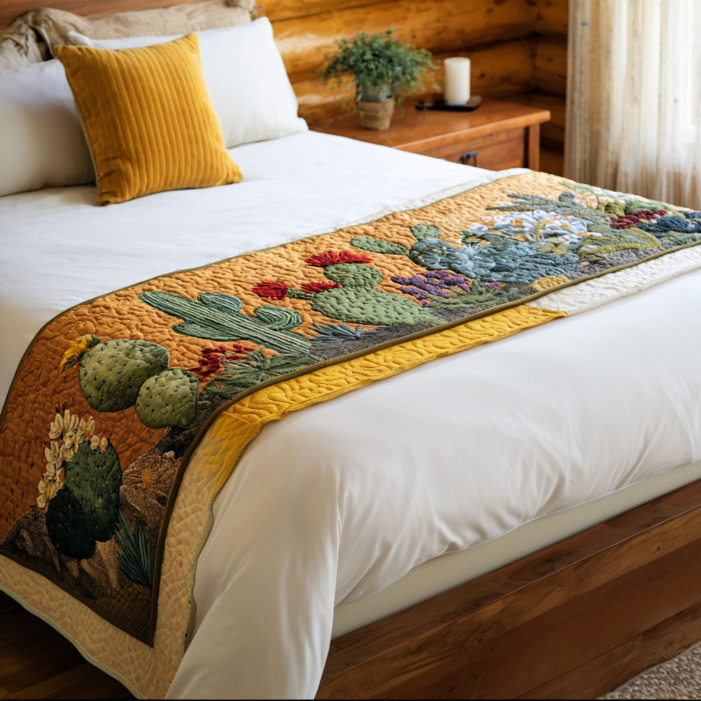 Caminito de Cama con Diseño de Flor de Cactus