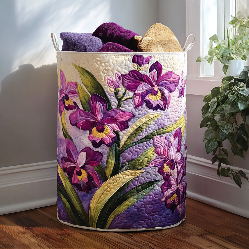 Cesta de Ropa Acolchada con Flores