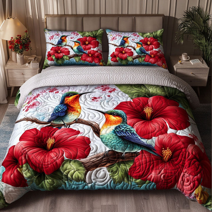 Conjunto de Ropa de Cama Acolchado de 3 Piezas Hummingbird