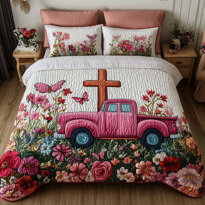 Juego de Ropa de Cama Acolchada de 3 Piezas Cross