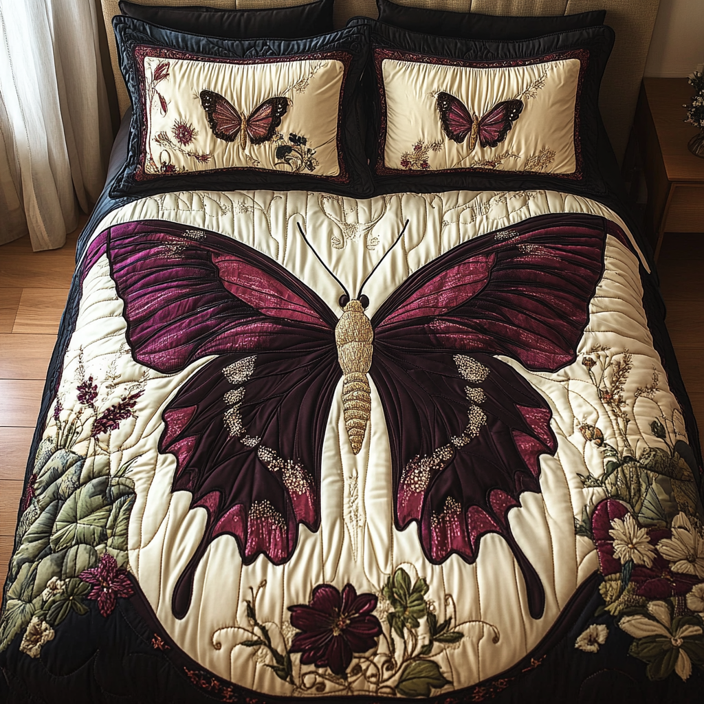 Juego de Ropa de Cama Acolchada Mariposa