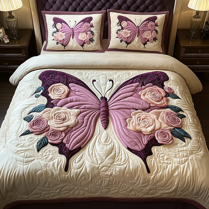 Juego de Ropa de Cama Acolchada Mariposa