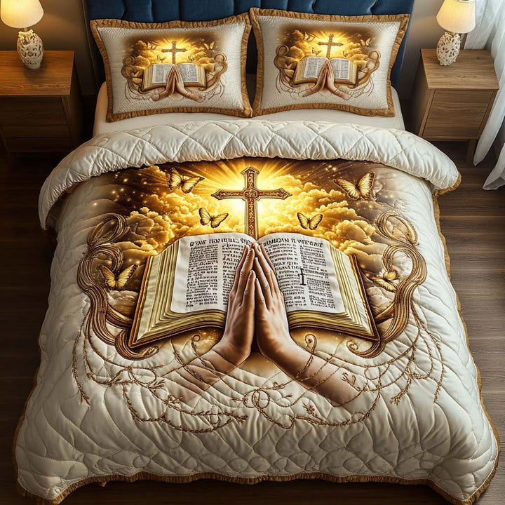 Juego de Ropa de Cama Acolchada de 3 Piezas Cross