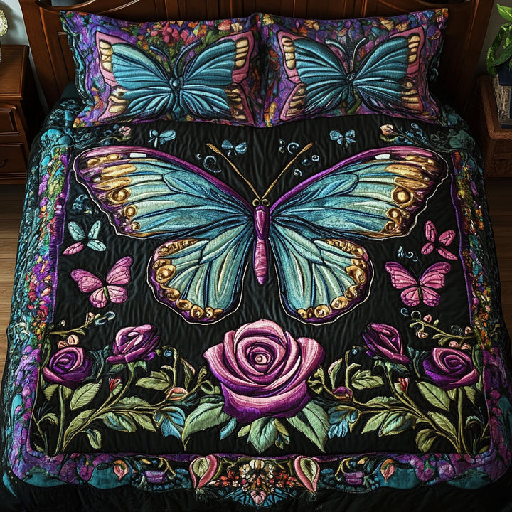 Juego de Ropa de Cama Acolchada Mariposa