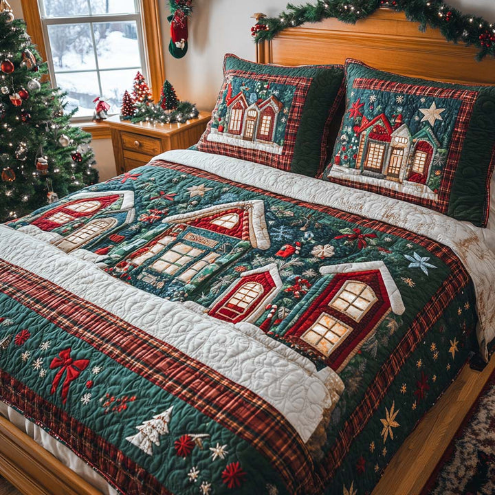 Juego de Ropa de Cama Acolchada de 3 Piezas para Navidad